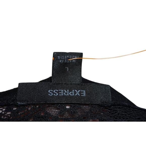 Express Black Velvet Cami Top Sheer Mesh V-Neck Adjustable Straps Size L - Picture 8 of 8